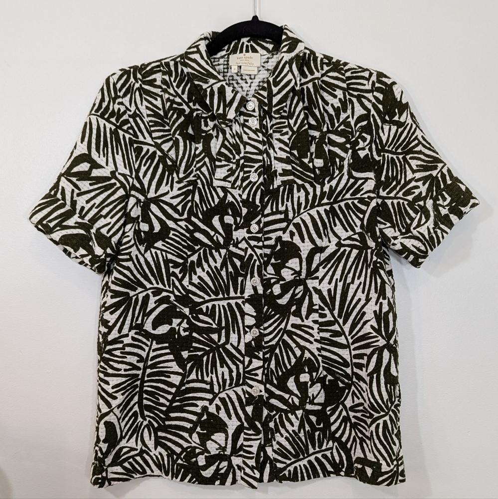 Kate Spade Tropical Button Down Shirt Size 6 - Picture 4 of 16
